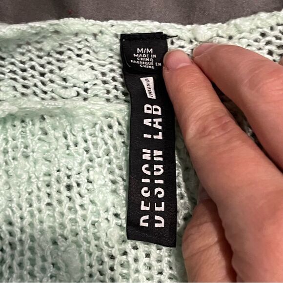 NWT Lord & Taylor Design Lab Mint Chevron Long Sleeve Lightweight Sweater Medium - Picture 6 of 8